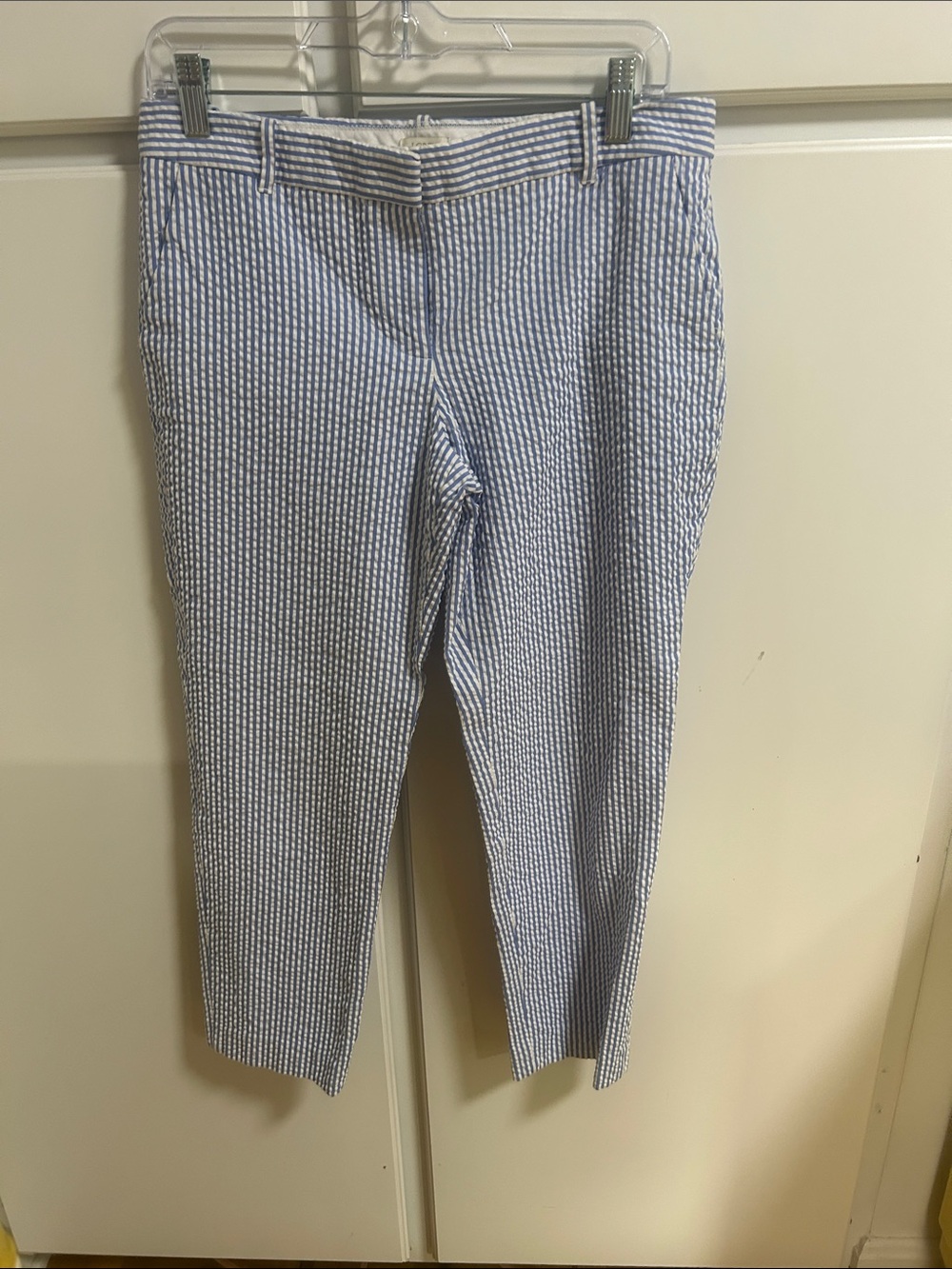 J. Crew Vintage Blue & White Seersucker Cafe Capris 4